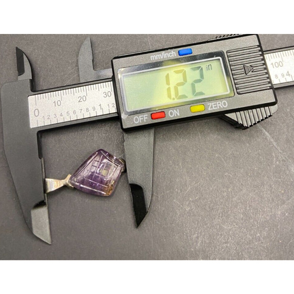 Amethyst Pyramid Shaped Pendant Purple Gemstone 925 Sterling Silver GE Stamped - Picture 10 of 11